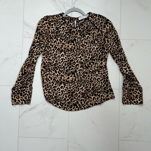 Zara Leopard Blouse with Faux Leather Trimming - Picture 3 of 5